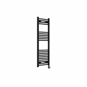Fjord 1200 x 400mm Curved Black Thermostatic Touch Control Wifi Electric Heated Towel Rail