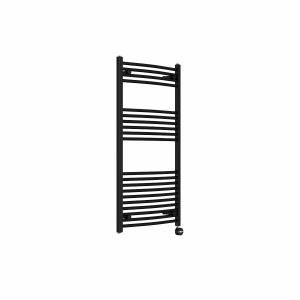 Fjord 1200 x 600mm Curved Black Thermostatic Touch Control Electric Heated Towel Rail