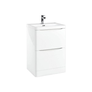 Imperio Bellissima - 600mm Floor Standing Vanity Unit With Basin - High Gloss White