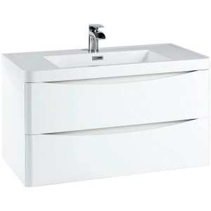 Imperio Bellissima - 900mm Wall Mounted Vanity Unit With Basin - High Gloss White