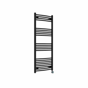 Fjord 1400 x 600mm Curved Black Thermostatic Touch Control Wifi Electric Heated Towel Rail