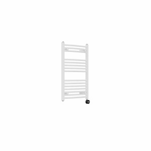 Fjord 800 x 500mm Curved White Thermostatic Touch Control Electric Heated Towel Rail