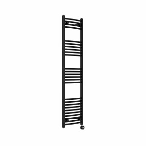 Fjord 1600 x 400mm Curved Black Thermostatic Touch Control Electric Heated Towel Rail