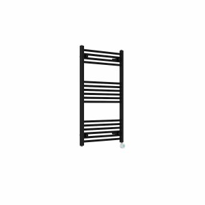 Bergen 1000 x 600mm Straight Black Thermostatic Touch Control Wifi Electric Heated Towel Rail