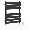 Juva 650 x 500mm Satin Black Flat Panel Electric Heated Towel Rail Radiator