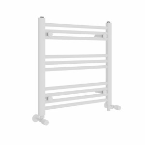 Bergen 600 x 600mm Dual Fuel Straight White Thermostatic Electric Heated Towel Rail