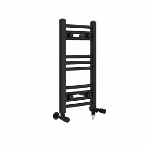 Fjord 600 x 300mm Dual Fuel Curved Black Electric Heated Towel Rail