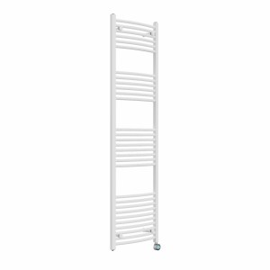 Fjord 1800 x 500mm Curved White Thermostatic Touch Control Electric Heated Towel Rail