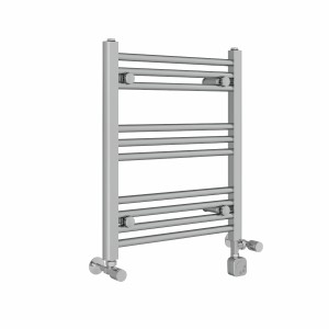 Bergen 600 x 500mm Dual Fuel Straight Chrome Thermostatic Electric Heated Towel Rail