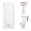 Dorchester Traditional Bathroom Suite 600mm 1 Tap Hole Basin with Single Ended Bath - 1700 x 750mm