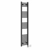 Fjord 1600 x 300mm Curved Black HEC Thermostatic Electric Heated Towel Rail