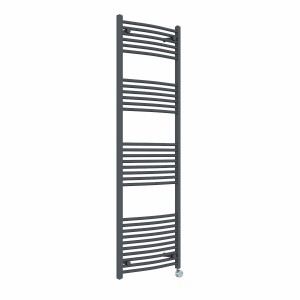 Fjord 1800 x 600mm Curved Anthracite Thermostatic Touch Control Wifi Electric Heated Towel Rail