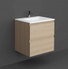 RAK-Joy 600mm Two Door Wall Hung Vanity Unit With Slim Basin - Scandinavian Oak
