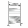 Fjord 800 x 600mm Dual Fuel Curved Chrome Thermostatic Electric Heated Towel Rail