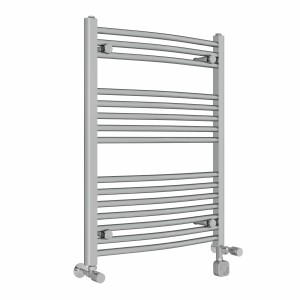 Fjord 800 x 600mm Dual Fuel Curved Chrome Thermostatic Electric Heated Towel Rail