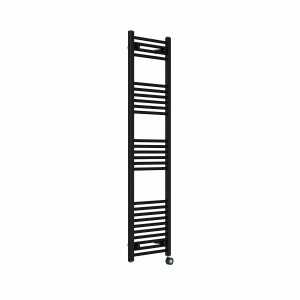 Bergen 1600 x 400mm Straight Black Thermostatic Touch Control Electric Heated Towel Rail