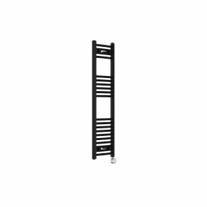 Fjord 1200 x 300mm Curved Black Thermostatic Touch Control Electric Heated Towel Rail