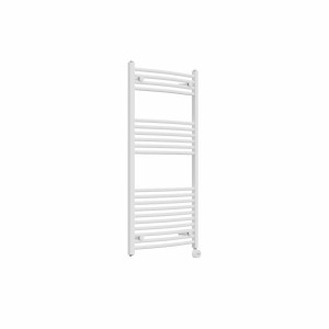 Fjord 1200 x 600mm Curved White Thermostatic Touch Control Electric Heated Towel Rail