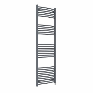 Fjord 1800 x 600mm Curved Anthracite Prefilled Electric Heated Towel Rail