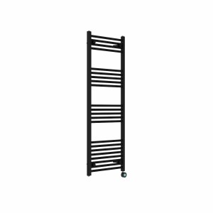 Bergen 1400 x 500mm Straight Black Thermostatic Touch Control Electric Heated Towel Rail