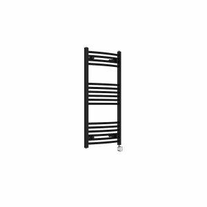 Fjord 1000 x 500mm Curved Black Thermostatic Touch Control Electric Heated Towel Rail