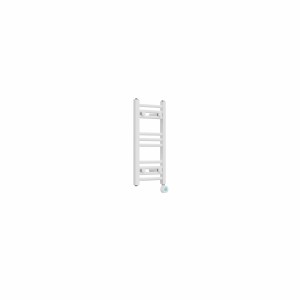 Fjord 600 x 300mm Curved White Thermostatic Touch Control Electric Heated Towel Rail