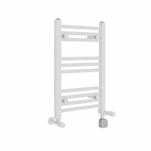 Bergen 600 x 400mm Dual Fuel Straight White Thermostatic Electric Heated Towel Rail