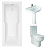 RAK Tonique Close Coupled Closed Back Modern Bathroom Suite and Straight Shower Bath - 1700 x 750mm