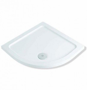 Shower Tray 900 x 900 ABS Stone Flat Top 550 Radius Quad White Sparkle