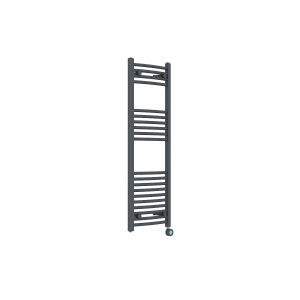 Fjord 1200 x 400mm Curved Anthracite Thermostatic Touch Control Wifi Electric Heated Towel Rail