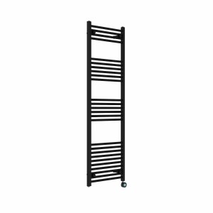 Bergen 1600 x 500mm Straight Black Thermostatic Touch Control Electric Heated Towel Rail