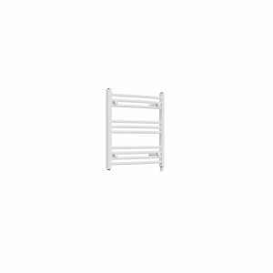 Fjord 600 x 600mm Curved White Prefilled Electric Heated Towel Rail