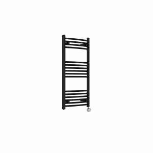 Fjord 1000 x 500mm Curved Black Thermostatic Touch Control Wifi Electric Heated Towel Rail