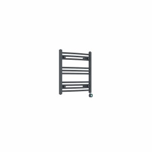 Fjord 600 x 600mm Curved Anthracite Thermostatic Touch Control Electric Heated Towel Rail