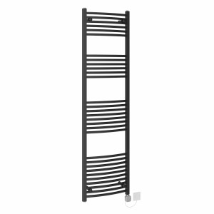 Fjord 1800 x 500mm Curved Black HEC Thermostatic Electric Heated Towel Rail