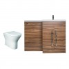Calm Walnut Right Hand Combination Vanity Unit with Rak-Resort Toilet & Soft Close Seat & Concealed Cistern - 1100mm