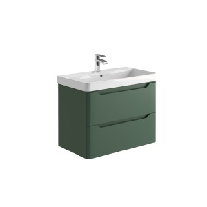 Acton 800mm Wall Hung Vanity Unit & White Basin - Green