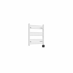 Fjord 600 x 600mm Curved White Thermostatic Touch Control Electric Heated Towel Rail