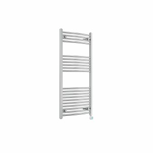 Fjord 1200 x 600mm Curved Chrome Thermostatic Touch Control Electric Heated Towel Rail