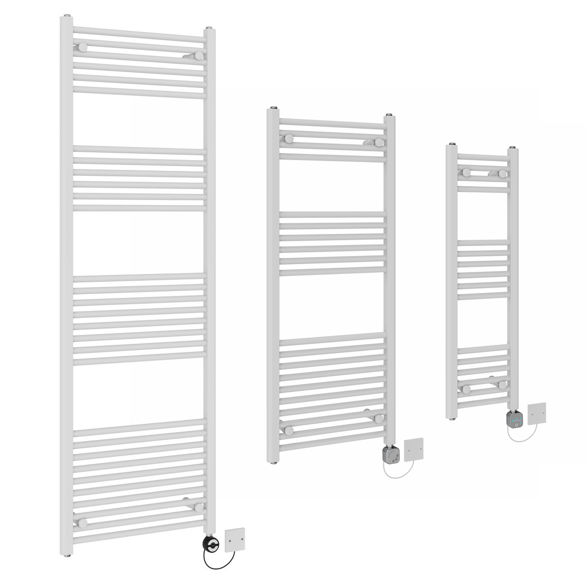 Bergen - Straight White Electric Heated Towel Rail - Choice of Size and Element