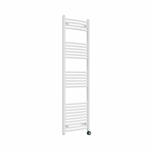 Fjord 1600 x 500mm Curved White Thermostatic Touch Control Wifi Electric Heated Towel Rail