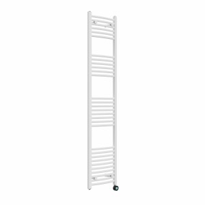 Fjord 1800 x 400mm Curved White Thermostatic Touch Control Electric Heated Towel Rail