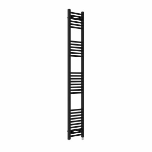 Bergen 1800 x 300mm Straight Black Prefilled Electric Heated Towel Rail
