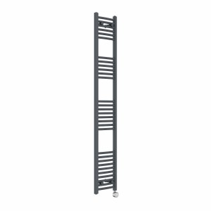 Fjord 1800 x 300mm Curved Anthracite Thermostatic Touch Control Electric Heated Towel Rail