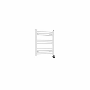 Fjord 600 x 600mm Curved White Thermostatic Touch Control Electric Heated Towel Rail
