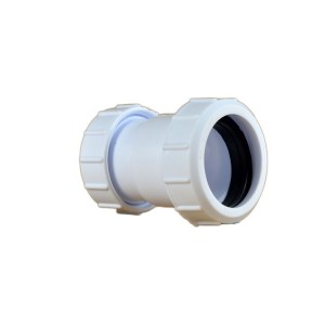 Plastic Compression 32mm Straight Coupler White