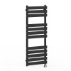 Juva 1200 x 450mm Satin Black Flat Panel Electric Thermostatic Heated Designer Towel Rail