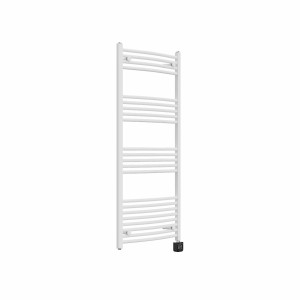 Fjord 1400 x 600mm Curved White Thermostatic Wifi Control Electric Heated Towel Rail