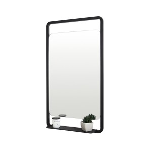 Imperio Heberg - Black Square Mirror With Shelf 500 x 900mm