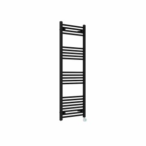Bergen 1400 x 500mm Straight Black Thermostatic Touch Control Electric Heated Towel Rail